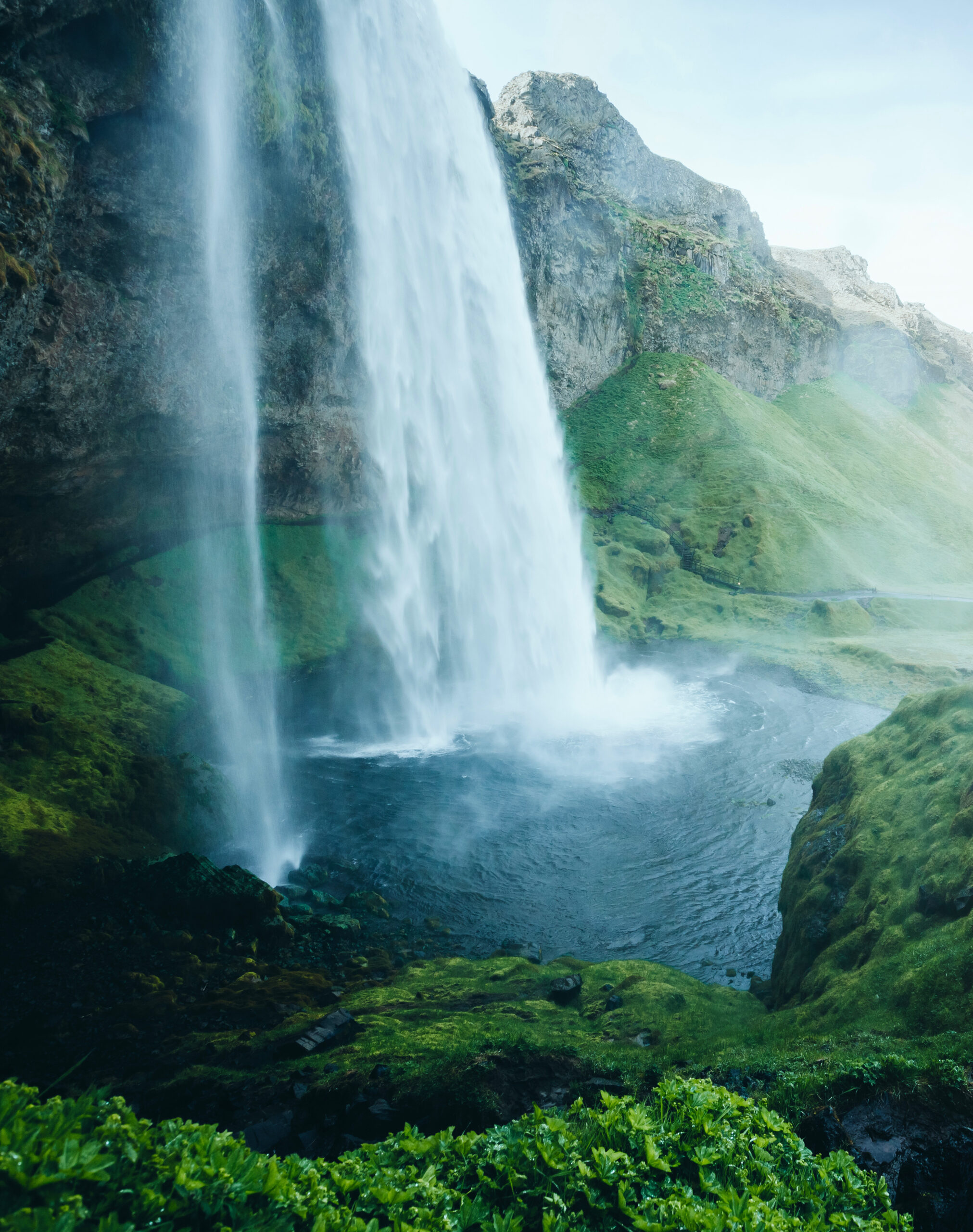 Perfect view of powerful Seljalandsfoss waterfall in sunlight. Location place Iceland, Europe.